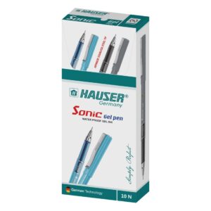 Hauser Sonic Gel Pen Black Blue Red Color (Pack of 10 Pcs)