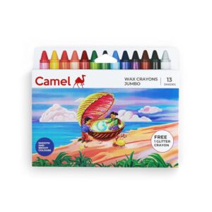 Camel Wax Crayons Jumbo + 1 Glitter Shade Free - 12 Shades