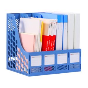 Comix Magazine File Holder Sturdy Plastic Desk Organizers and Storage File 4 Compartments 1 Pcs Pack
